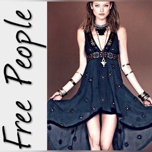 Free People Swinging down the Lane Black High Low Dress